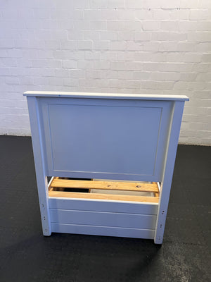 Charming White Wood Single Bed Frame with Wooden Slats