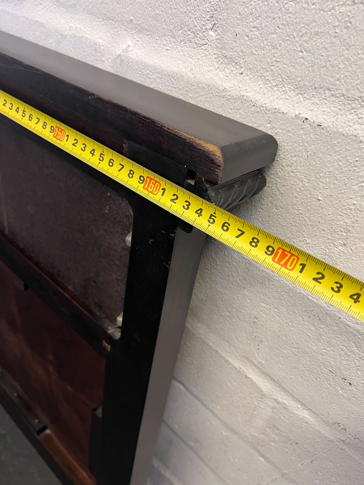 Elegant Dark Wood Queen Size Headboard with Rattan Accents