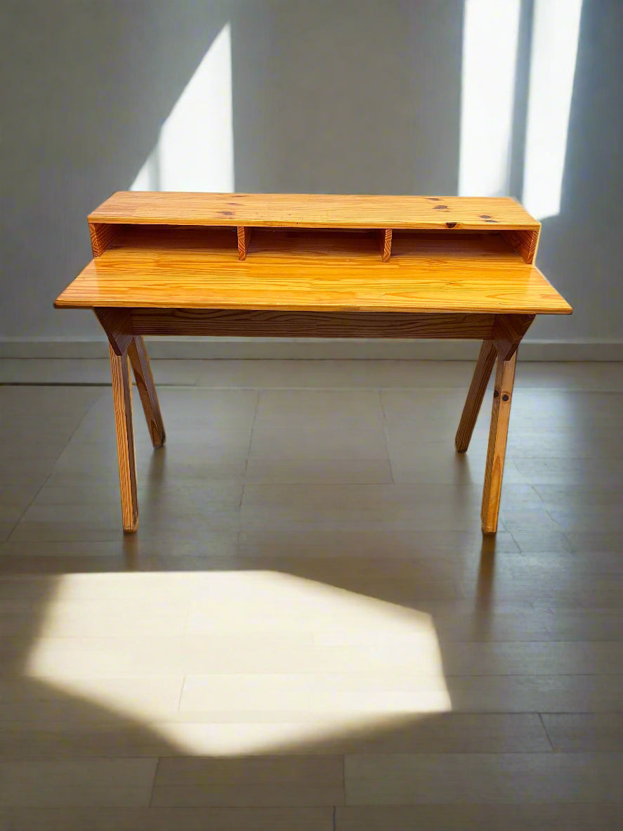 Rustic Pine Console Table with Shelves - Minor Surface Scratches