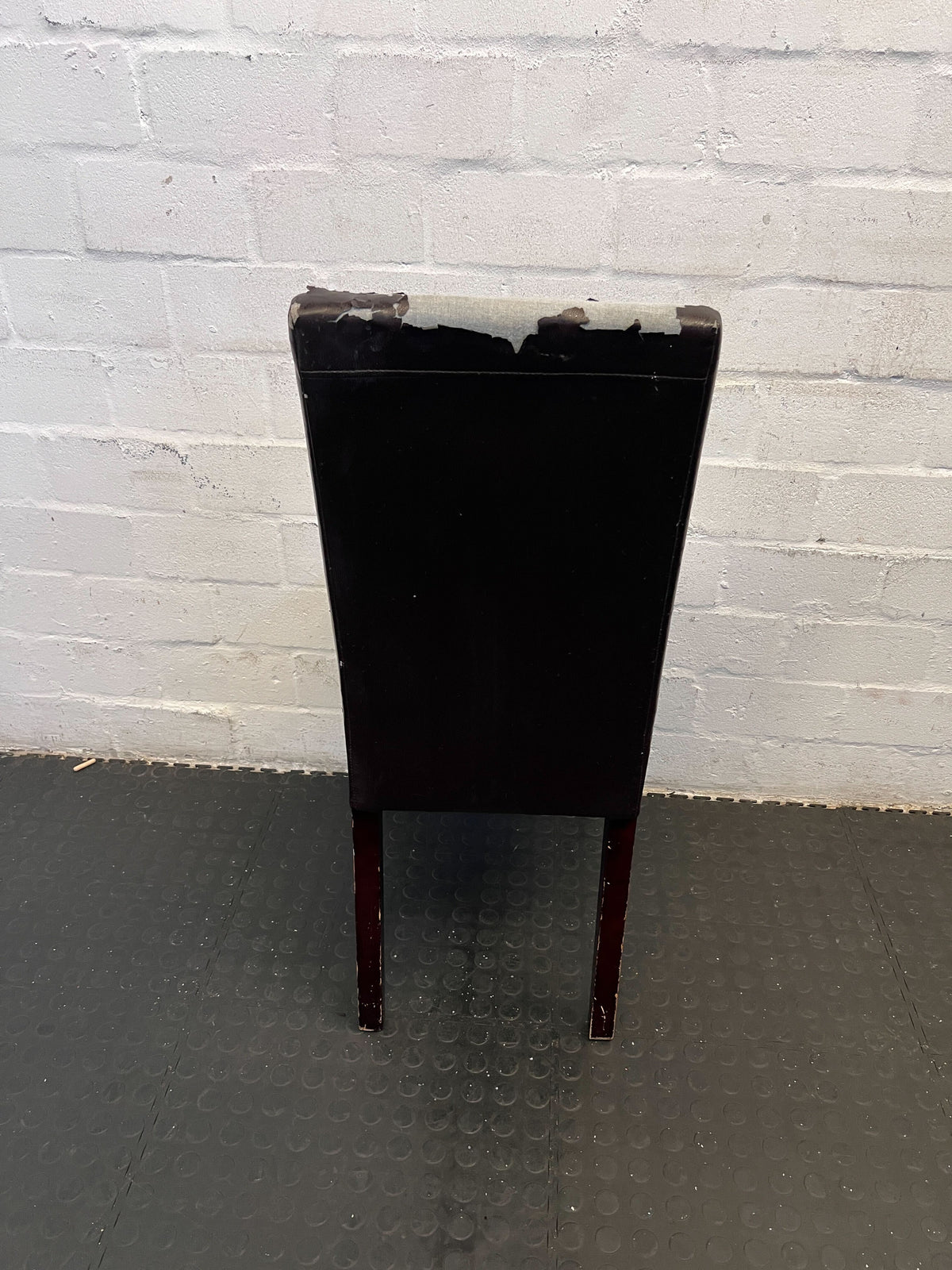 Elegant Black Faux Leather Dining Chair- Needs Recovering - 2ndhandwarehouse.com