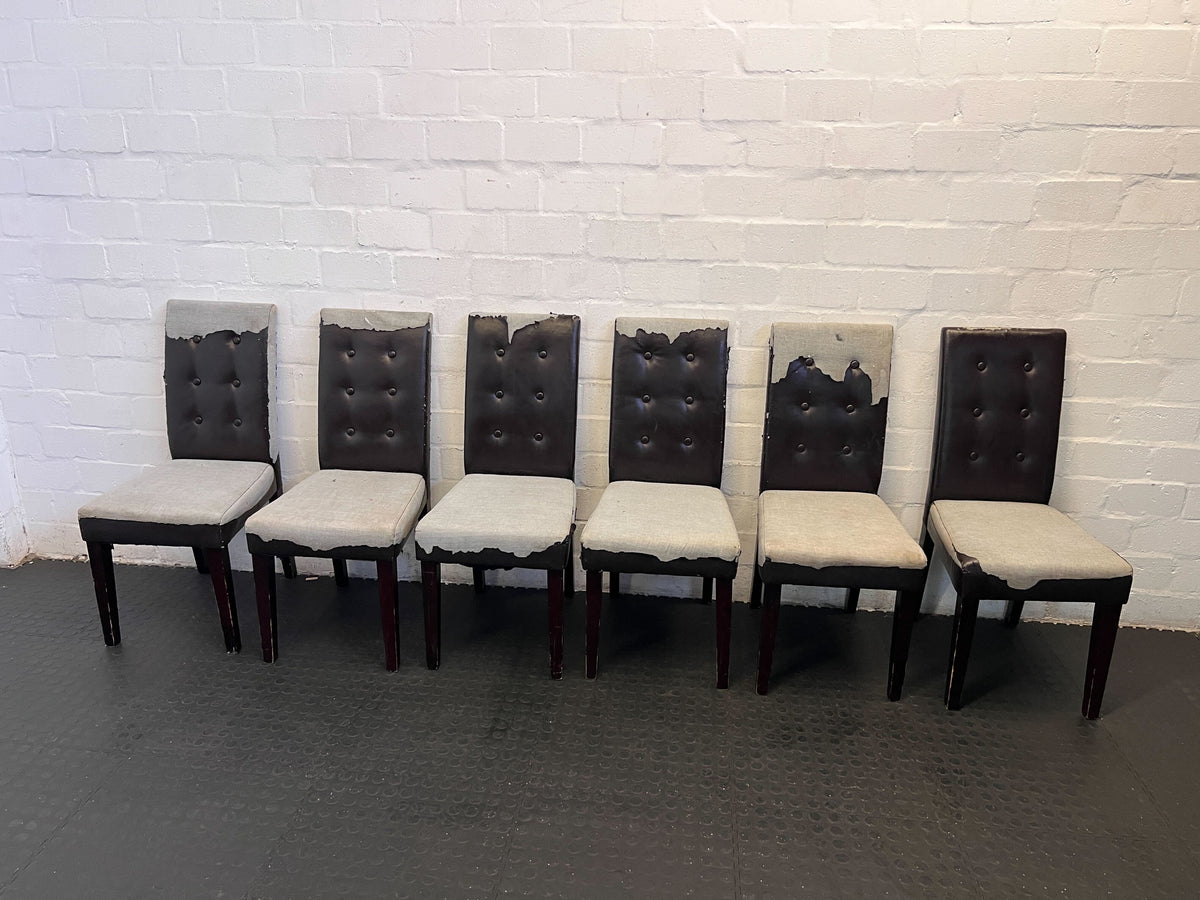 Elegant Black Faux Leather Dining Chair- Needs Recovering - 2ndhandwarehouse.com