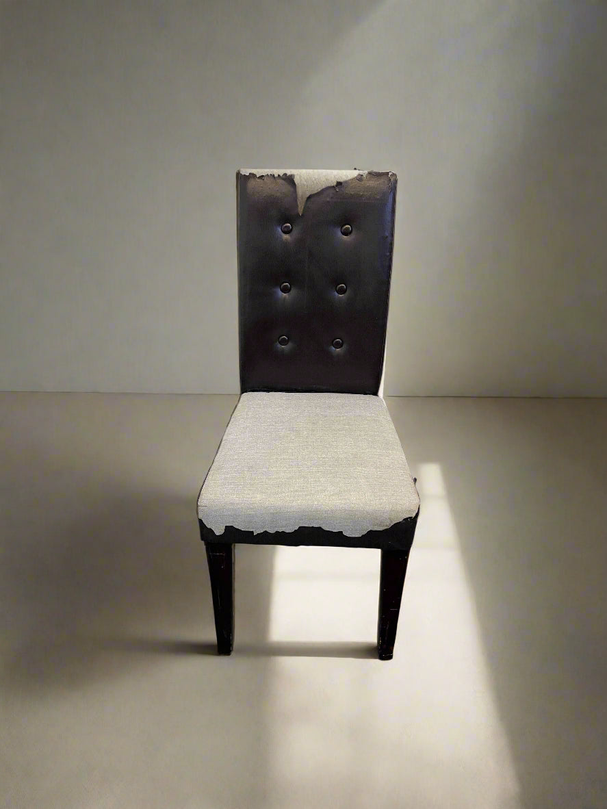 Elegant Black Faux Leather Dining Chair- Needs Recovering - 2ndhandwarehouse.com