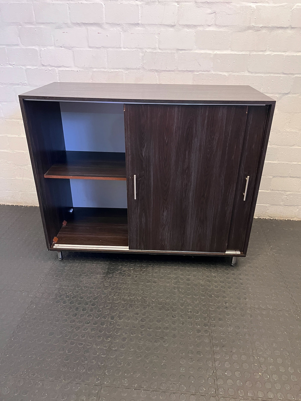 Stylish Dark Brown Wooden Storage Cabinet with Modern Sleek Design