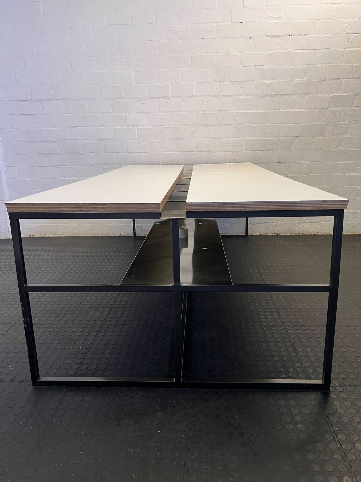 Stylish Modern Cream and Wood Dining Table with Metal Frame 120 BY 240 - REDUCED