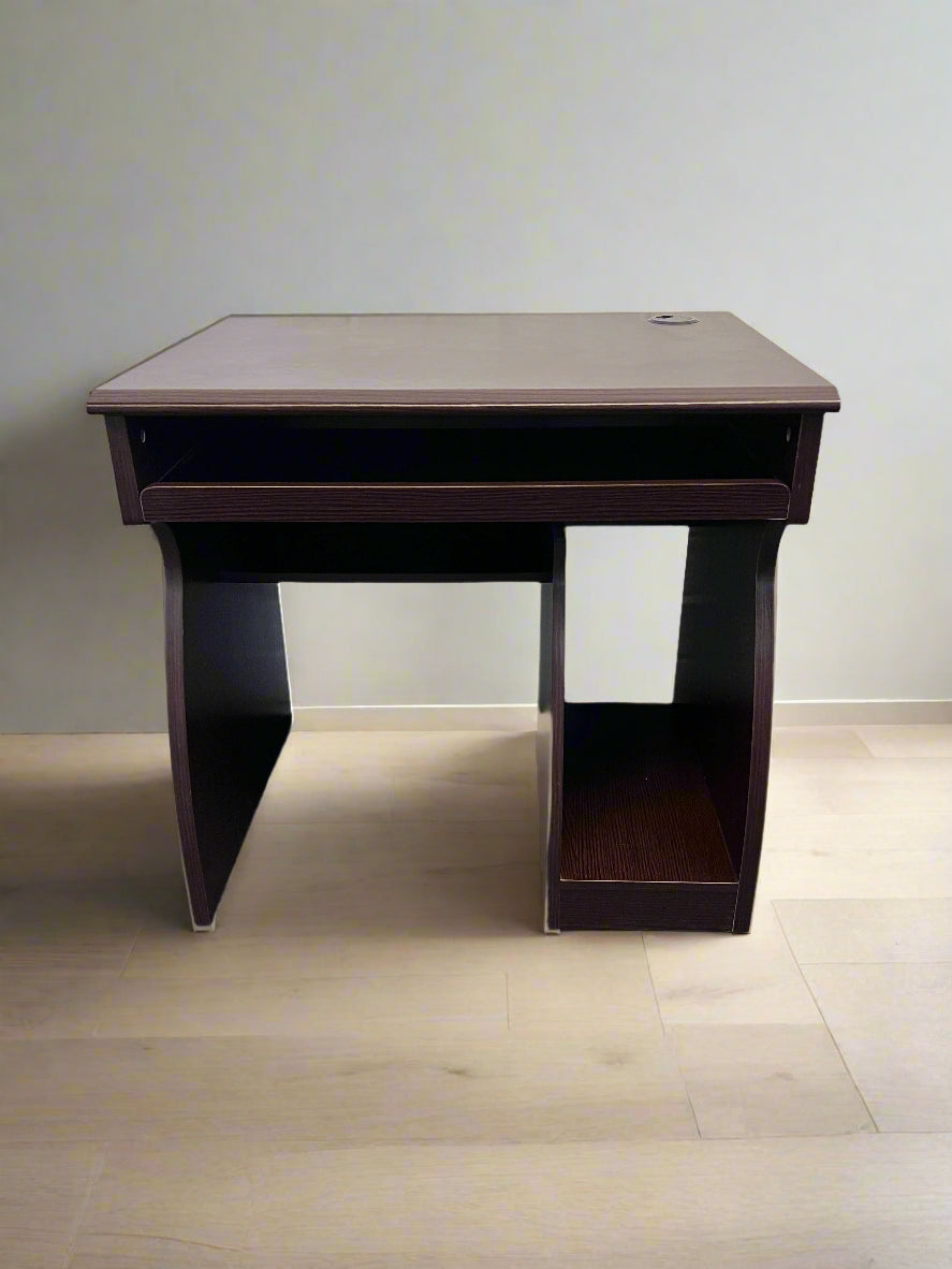 Stylish Dark Brown Wooden Desk with Side Storage Compartment