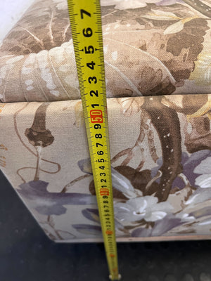 Charming Floral Upholstered Footstool with Wooden Legs