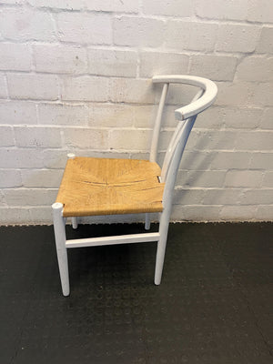 Charming White Wooden Dining Chair with Natural Woven Seat - 2ndhandwarehouse.com