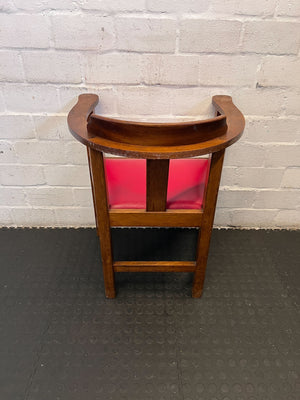 Vintage Wooden Armchair with Red Upholstered Seat