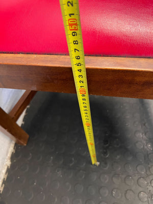 Vintage Wooden Armchair with Red Upholstered Seat