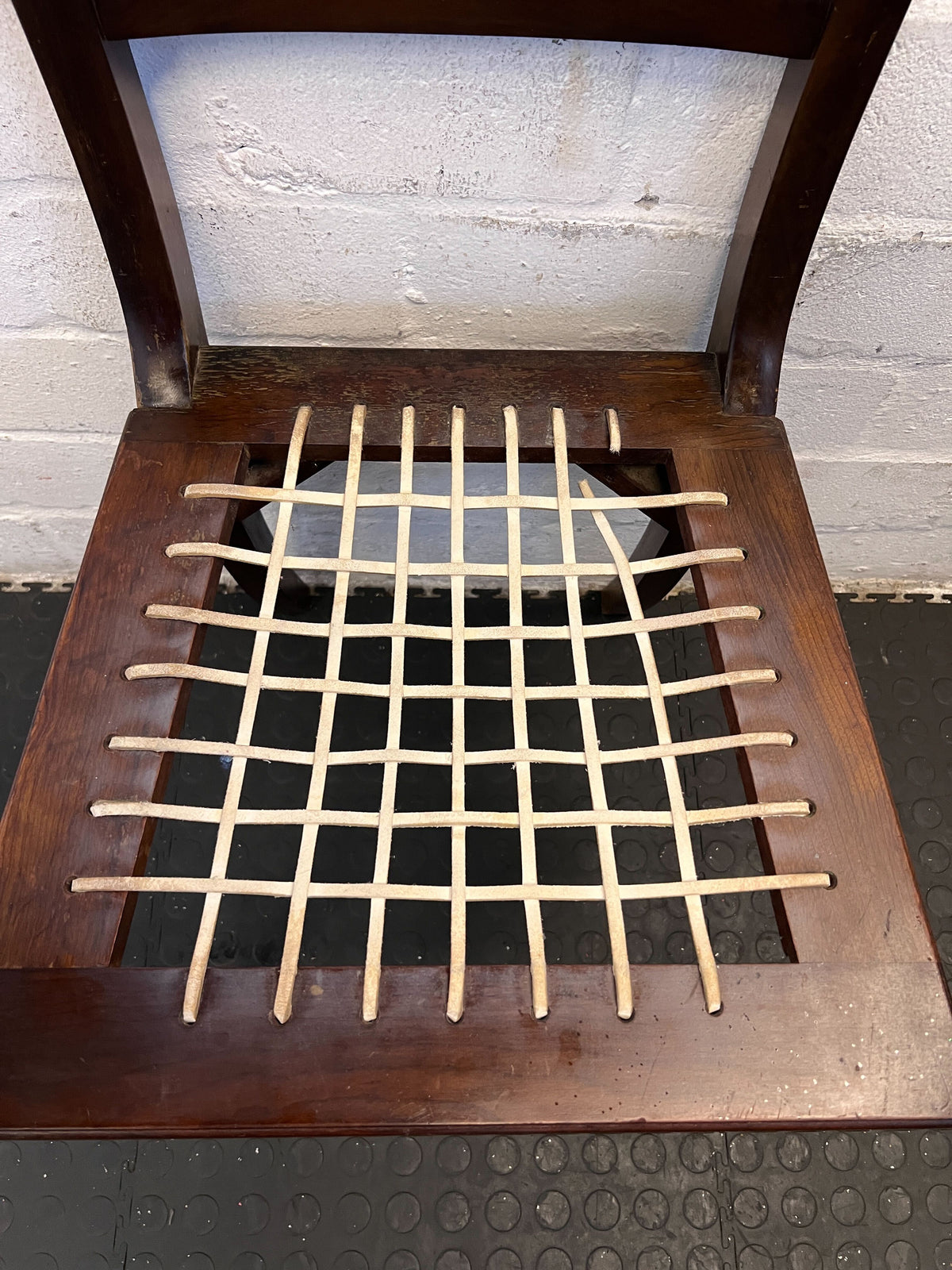 Charming Vintage Wooden Dining Chair with Woven Seat – Minor Wear - 2ndhandwarehouse.com