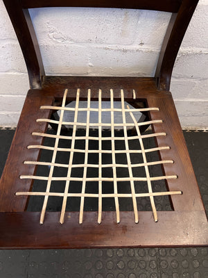 Charming Vintage Wooden Dining Chair with Woven Seat – Minor Wear - 2ndhandwarehouse.com