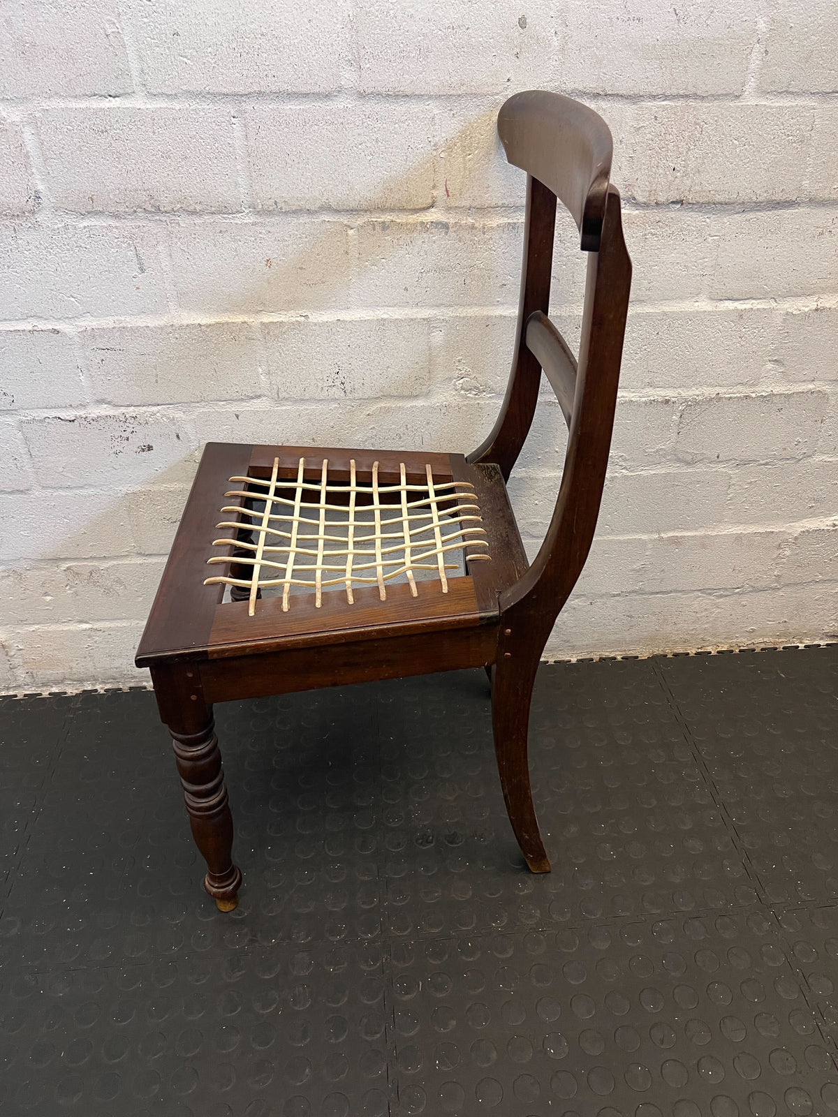 Charming Vintage Wooden Dining Chair with Woven Seat – Minor Wear - 2ndhandwarehouse.com