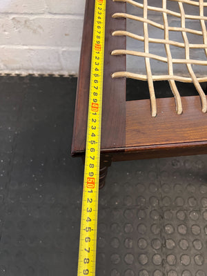Charming Vintage Wooden Dining Chair with Woven Seat – Minor Wear - 2ndhandwarehouse.com