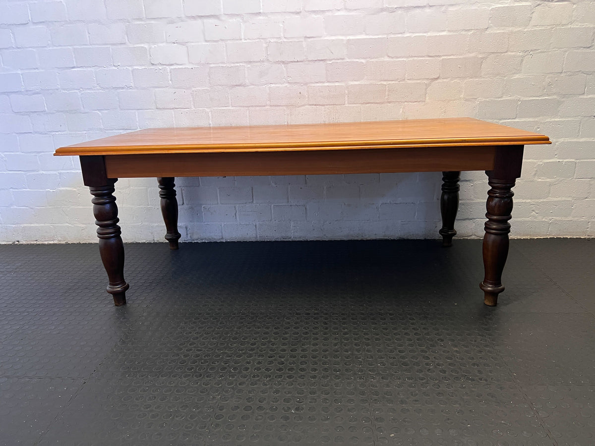 Rustic Solid Wood Dining Table with Turned Legs - REDUCED