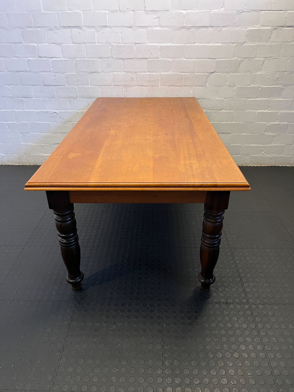 Rustic Solid Wood Dining Table with Turned Legs - REDUCED