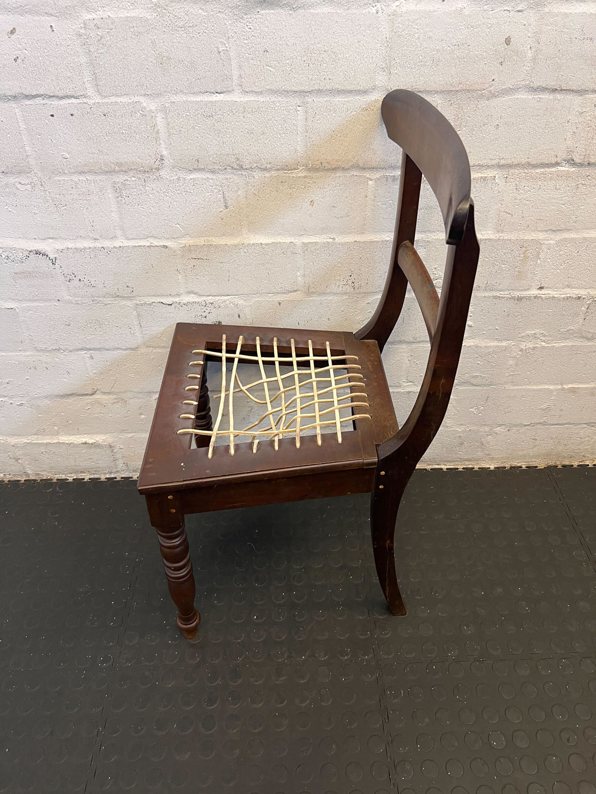 Charming Vintage Wooden Chair with Caned Seat – Rustic Appeal