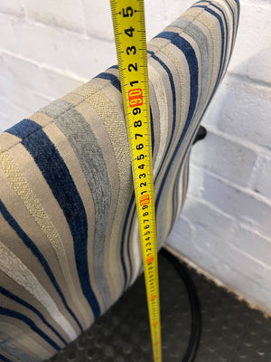 Vintage Striped Upholstered Office Chair with Blue Fabric and Metal Frame