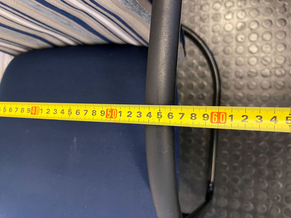 Vintage Striped Upholstered Office Chair with Blue Fabric and Metal Frame