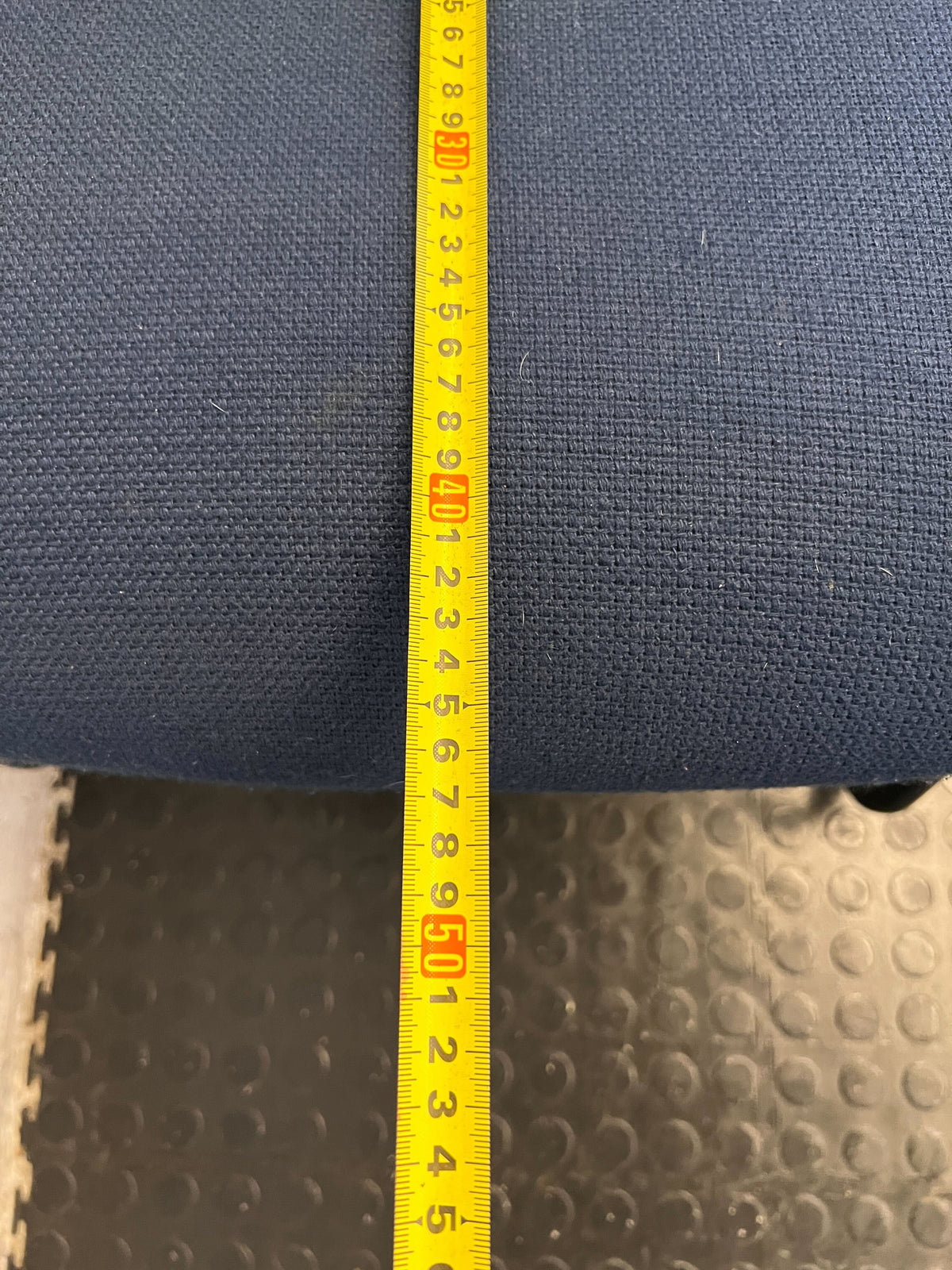 Vintage Striped Upholstered Office Chair with Blue Fabric and Metal Frame