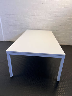 Modern White Rectangular Dining Table with Minor Scratches