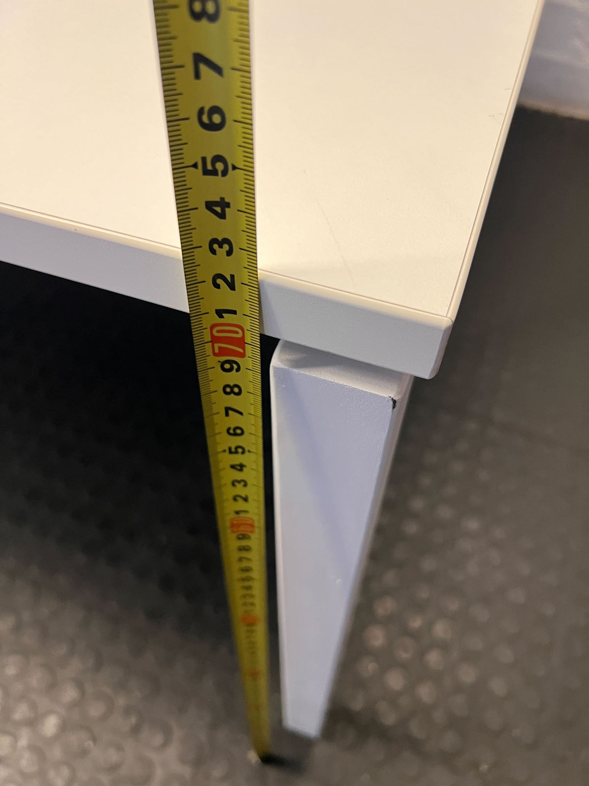 Modern White Office Desk with Blue Privacy Screens