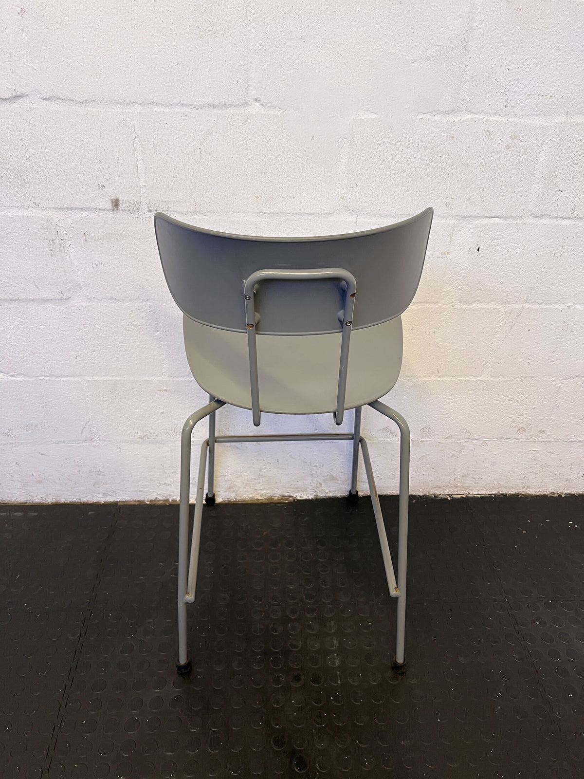 Stylish Grey Metal Dining Chair with Minor Wear - 2ndhandwarehouse.com