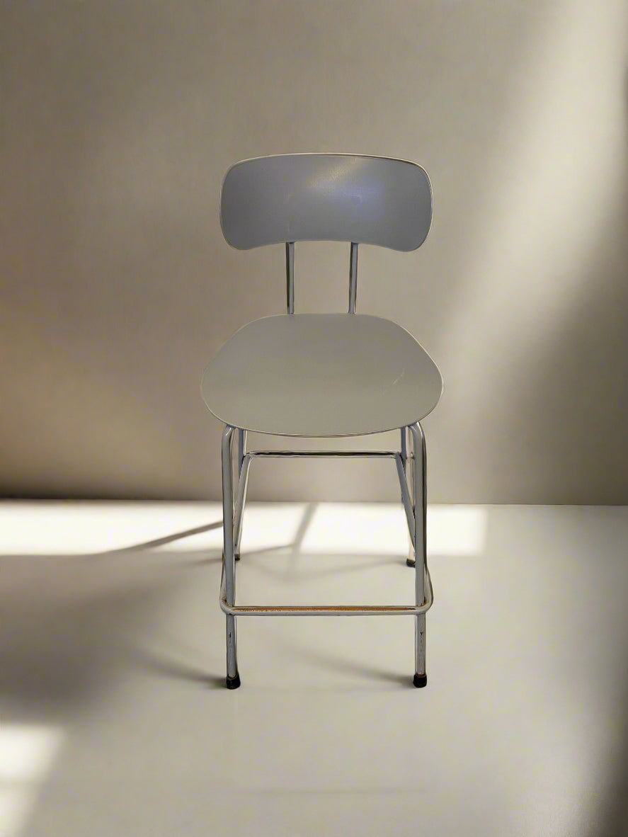 Stylish Grey Metal Dining Chair with Minor Wear - 2ndhandwarehouse.com