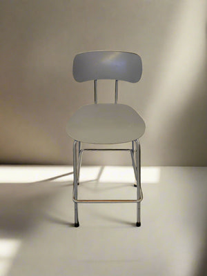 Stylish Grey Metal Dining Chair with Minor Wear - 2ndhandwarehouse.com