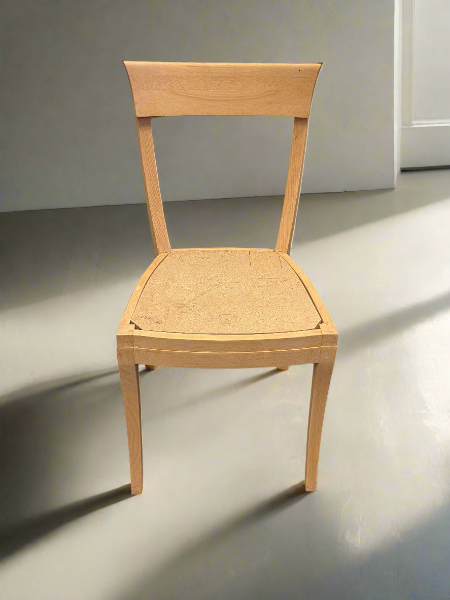 Stylish Beechwood Dining Chair with Minor Wear and Natural Finish - 2ndhandwarehouse.com