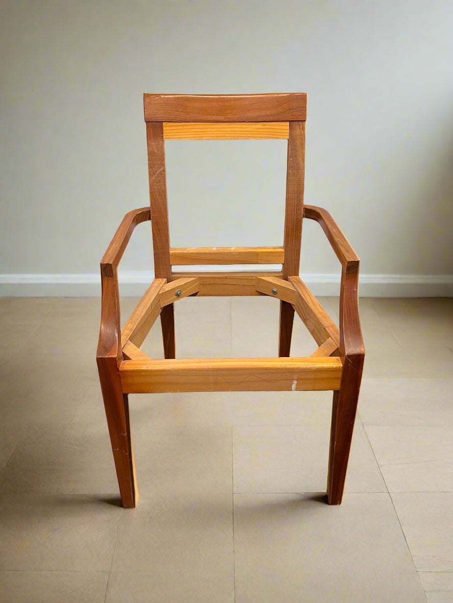 Vintage Wooden Armchair Frame – Natural Finish, Minor Wear - 2ndhandwarehouse.com