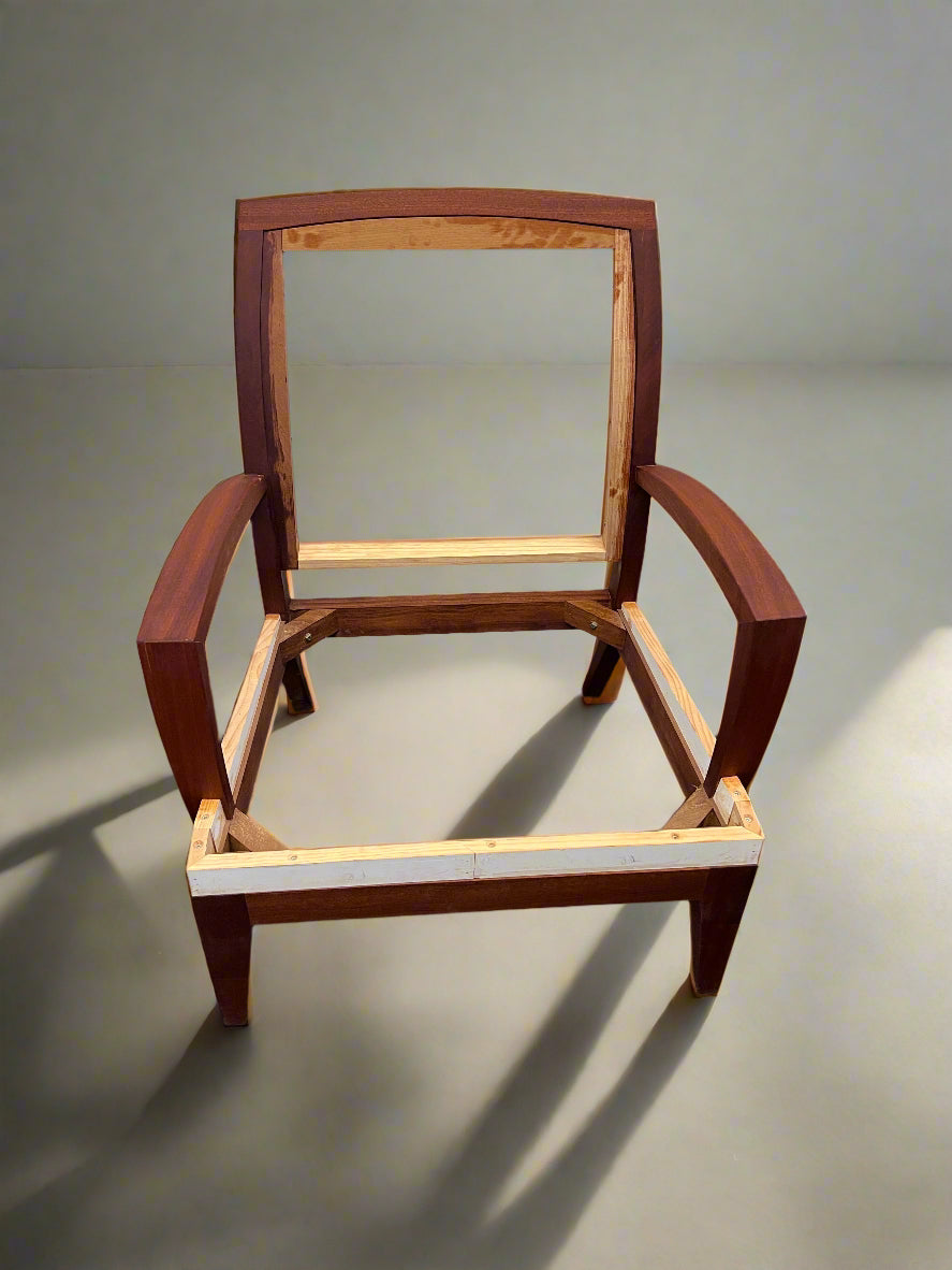 Vintage Wooden Armchair Frame - Mahogany Finish, Restoration Project