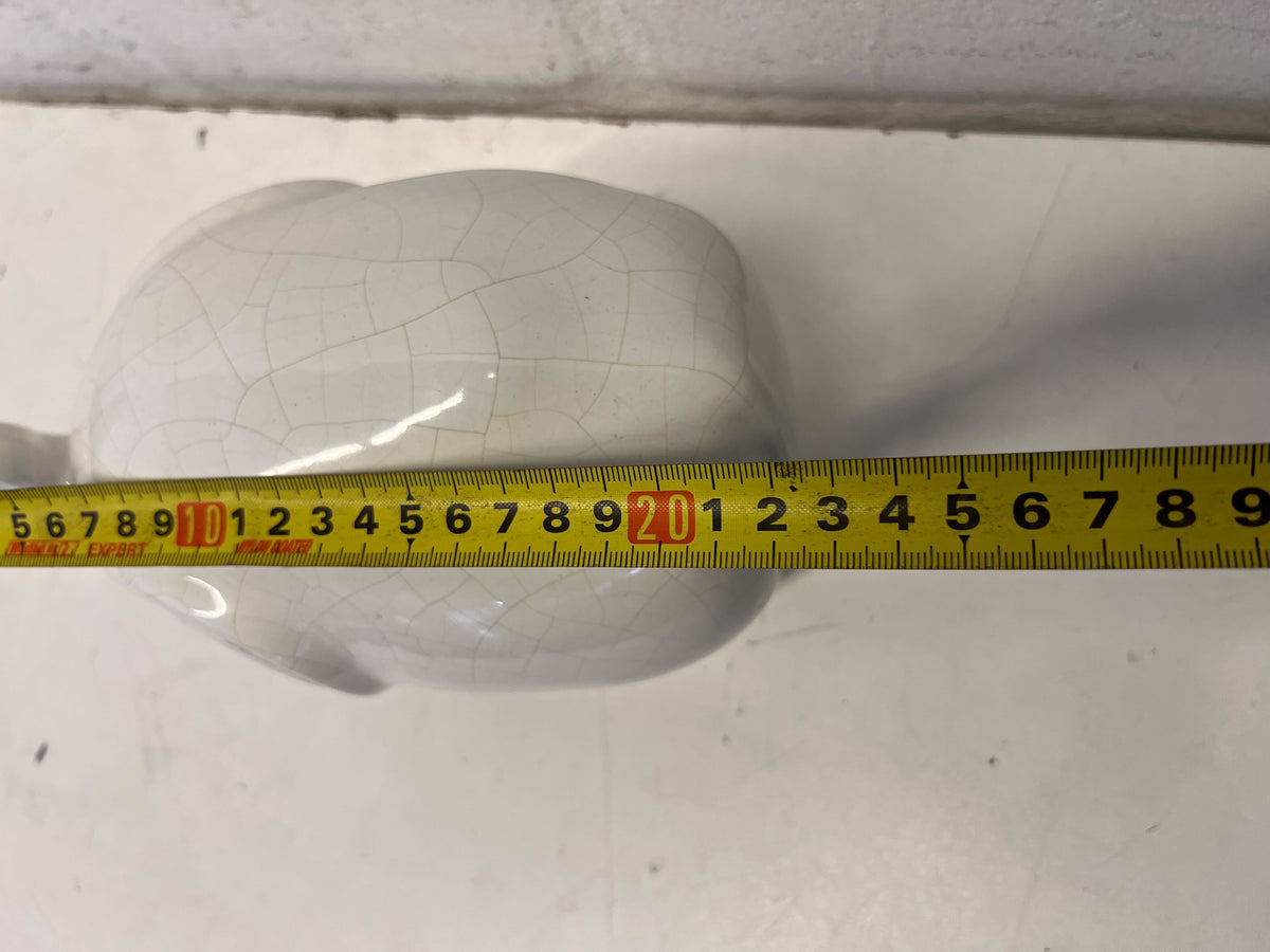 Charming White Ceramic Elephant Figurine with Crackle Finish