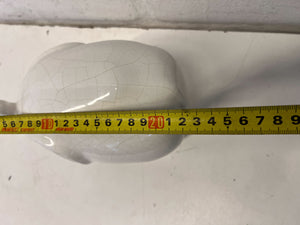 Charming White Ceramic Elephant Figurine with Crackle Finish