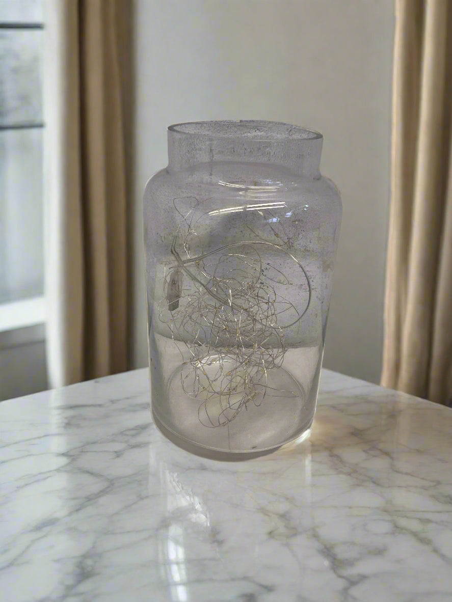 Chic Clear Glass Decorative Jar with Silver Twine 🎉