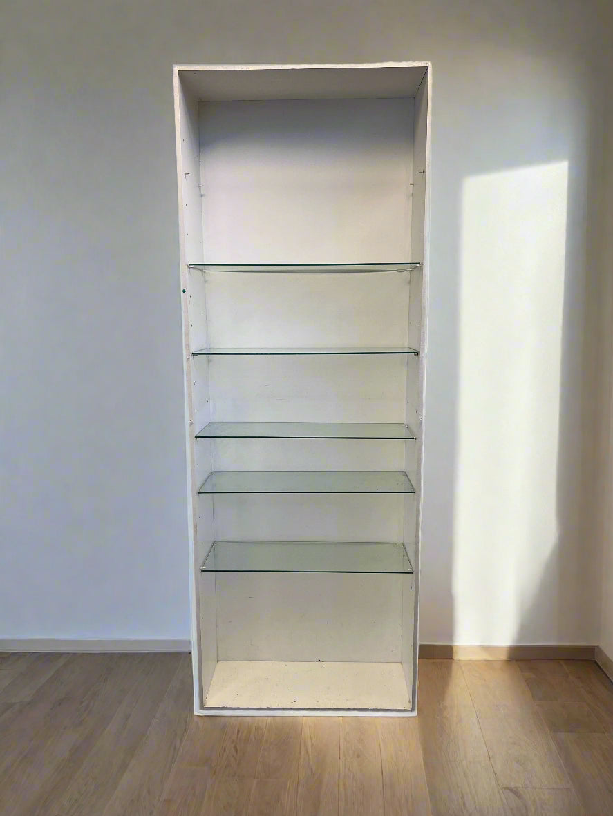 Stylish White Wooden Display Cabinet with Glass Shelves - REDUCED
