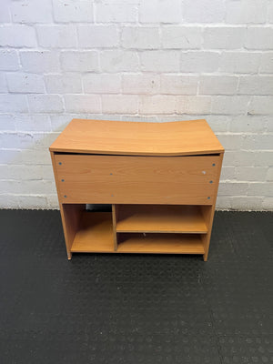 Sleek Curved Wooden Console Table – Light Oak Finish