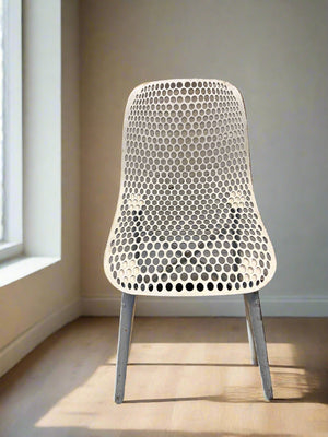Modern White Perforated Plastic Chair with Metal Legs