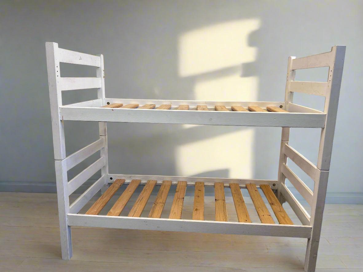 Stylish White Wooden Bunk Bed Frame – Minor Wear, Sturdy Design