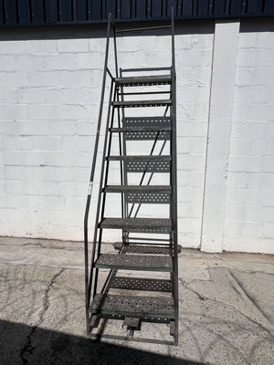 Sturdy Metal Indoor/Outdoor Ladder – Grey Finish, Minor Rust