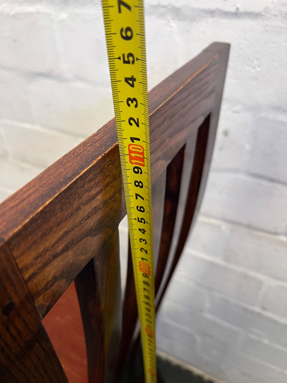 Elegant Dark Wood Dining Chair with Upholstered Red Seat