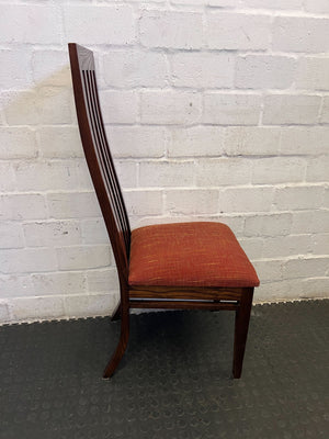 Elegant Dark Wood Dining Chair with Upholstered Red Seat