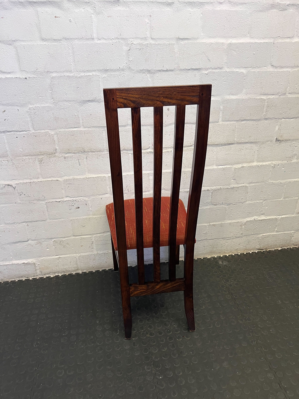 Elegant Dark Wood Dining Chair with Upholstered Red Seat