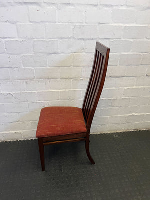 Elegant Dark Wood Dining Chair with Upholstered Red Seat