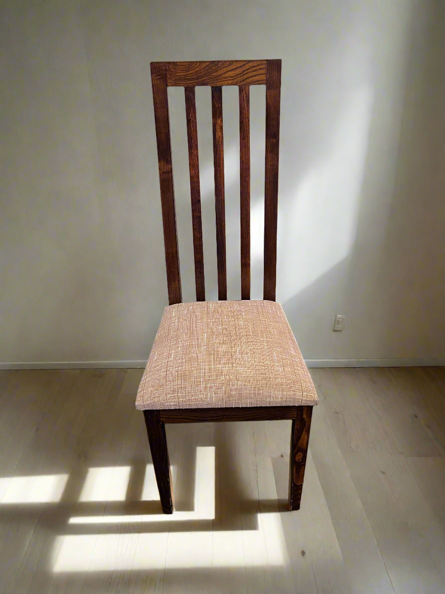 Elegant Brown Wooden Dining Chair with Textured Cushion Seat