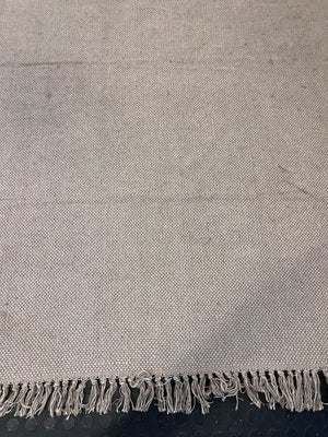 Natural Beige Woven Area Rug with Fringed Edges - Great Condition
