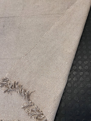 Natural Beige Woven Area Rug with Fringed Edges - Great Condition