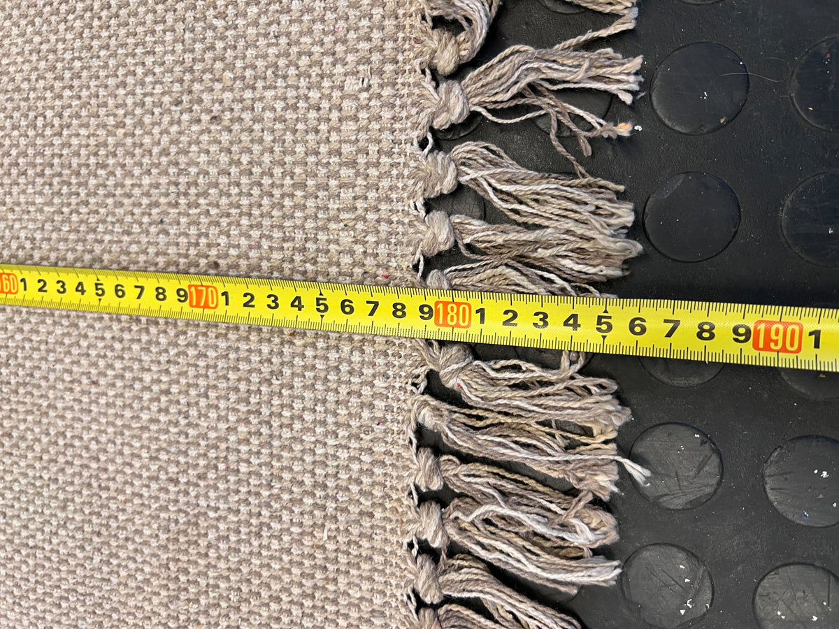 Natural Beige Woven Area Rug with Fringed Edges - Great Condition