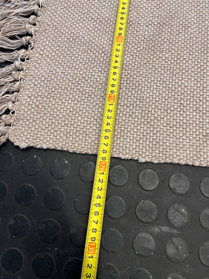 Natural Beige Woven Area Rug with Fringed Edges - Great Condition