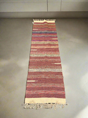 Stylish Handwoven Multicolor Runner Rug - Minor Signs of Wear