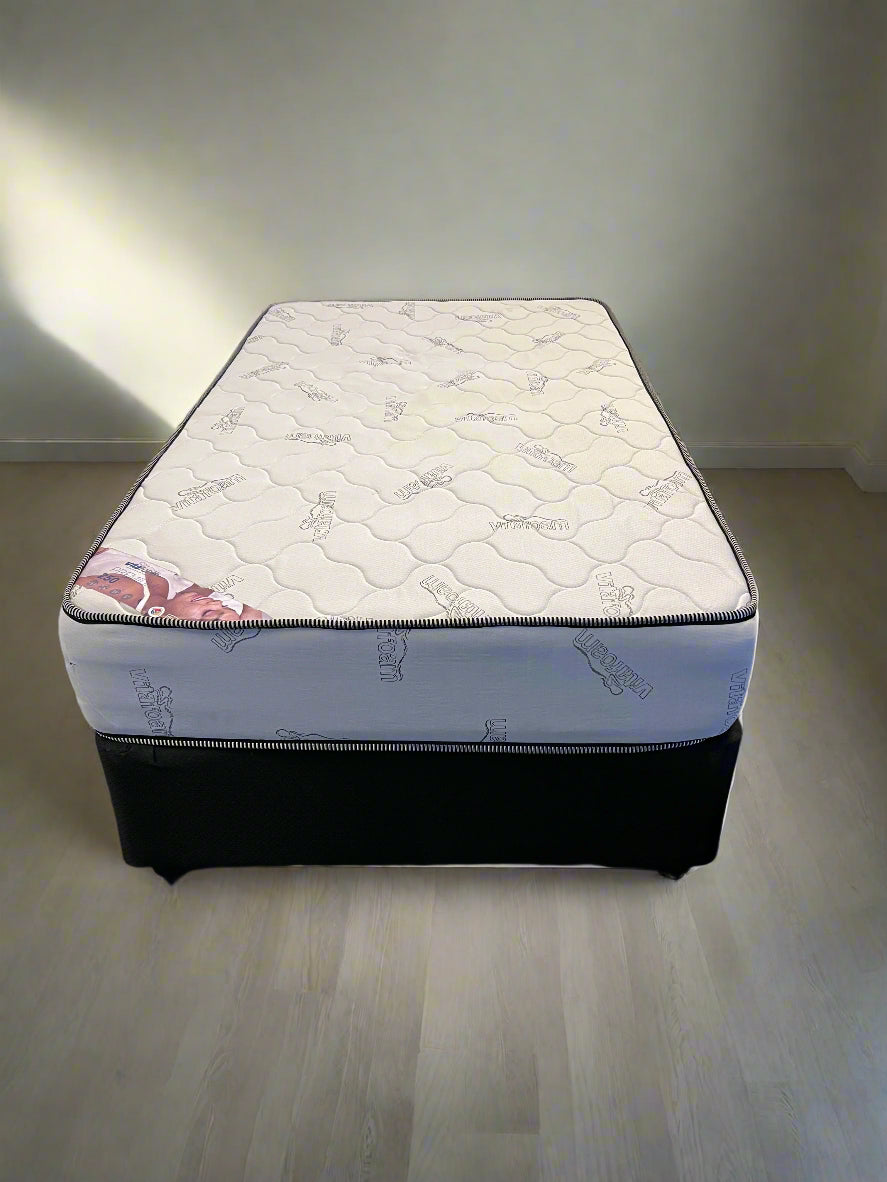 Comfortable 3/4 Mattress with Black Base - Like New!